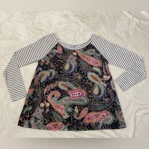 MISSLOOK Paisley and Striped Long Sleeve Tee- Medium